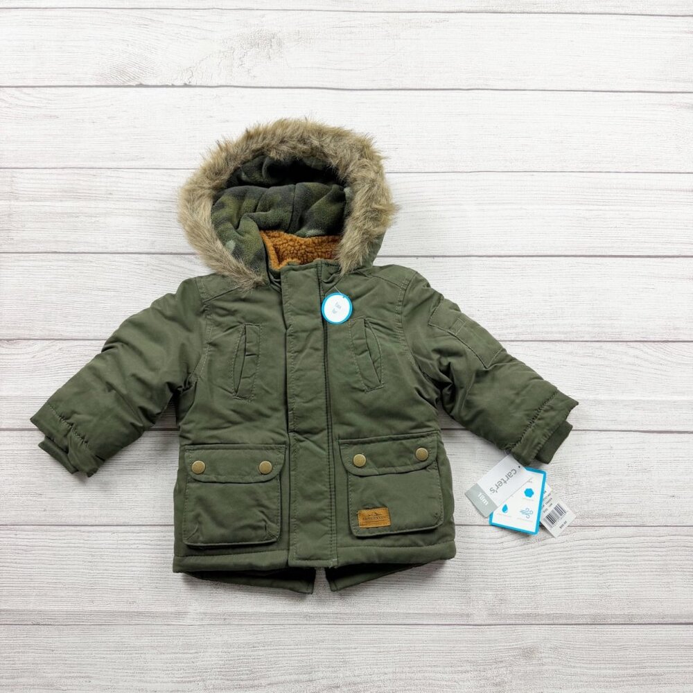 Carter’s Toddler Parka Coat Faux Fur Hood Fleece Lined Jacket NWT 12-18 Months
